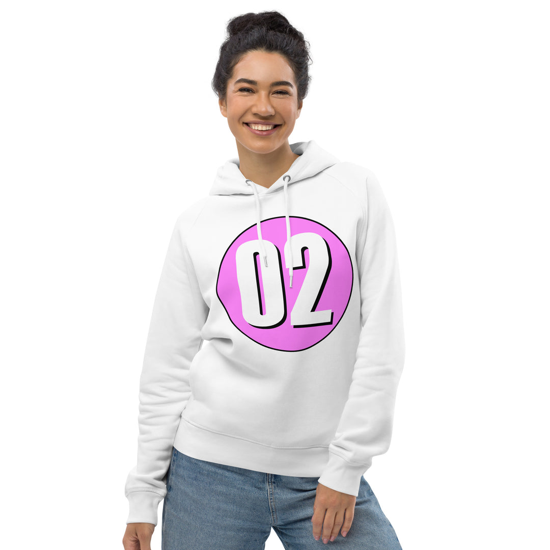 Unisex pullover hoodie: White on Pink 02