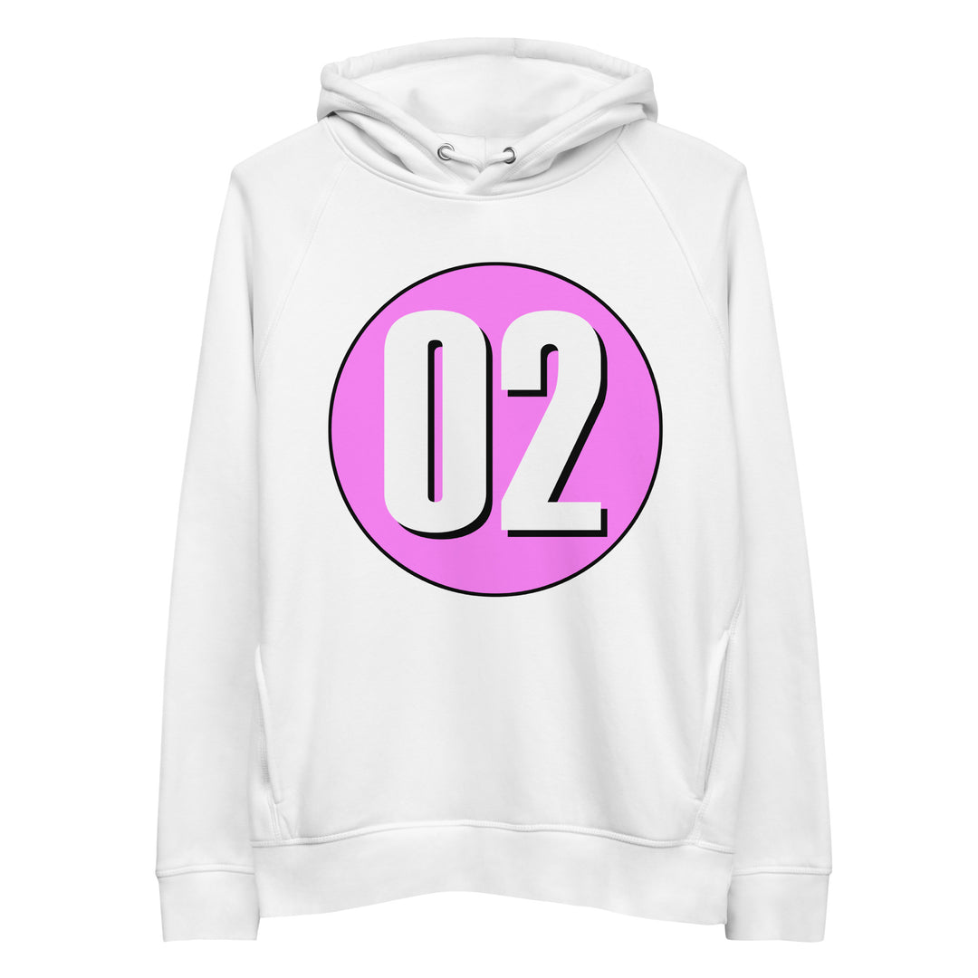 Unisex pullover hoodie: White on Pink 02