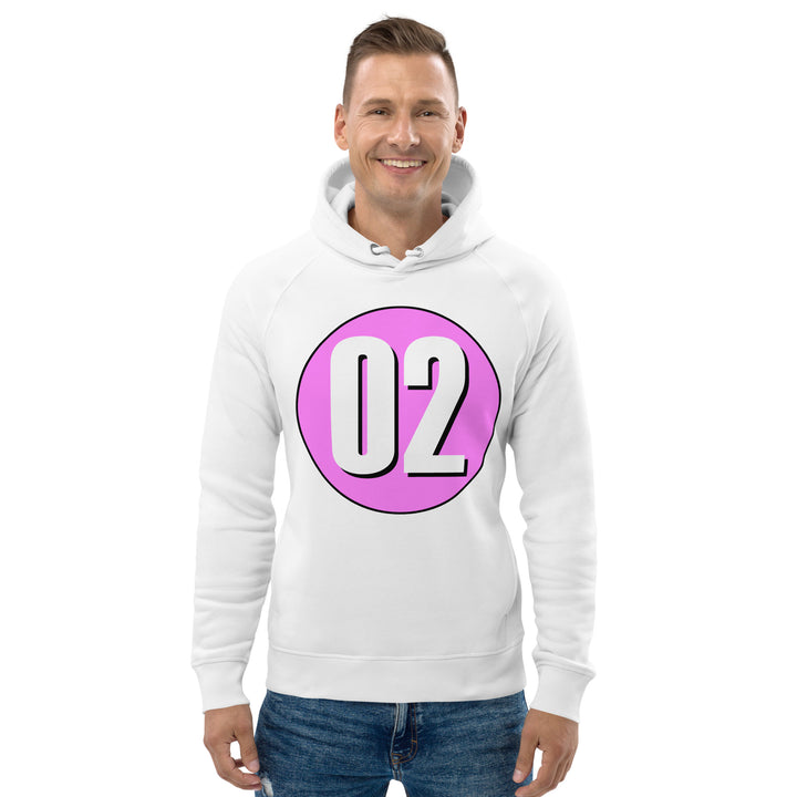 Unisex pullover hoodie: White on Pink 02