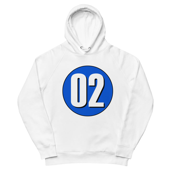 Unisex pullover hoodie: White on Periwinkle 02