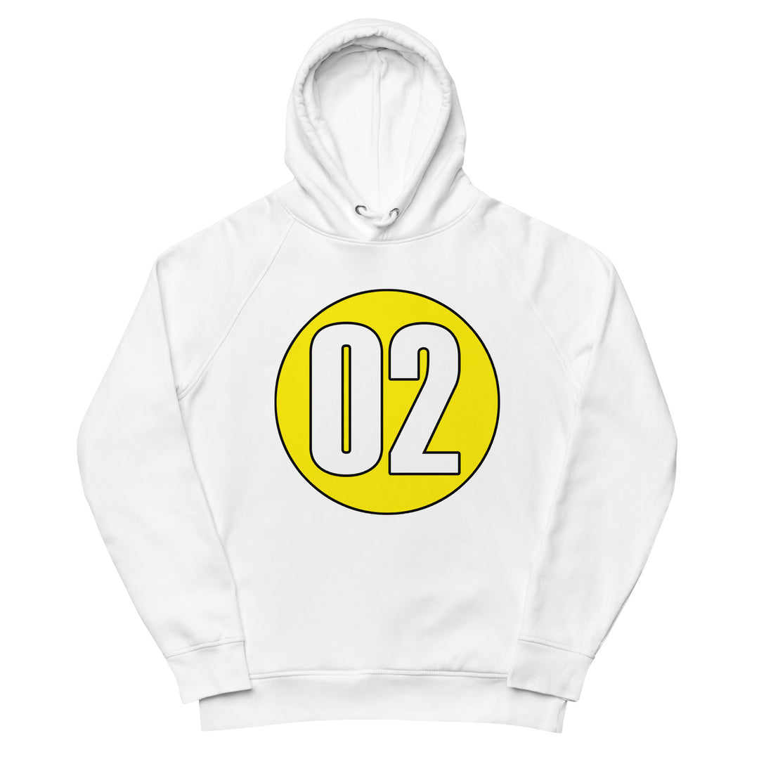 Unisex pullover hoodie: White on Yellow 02