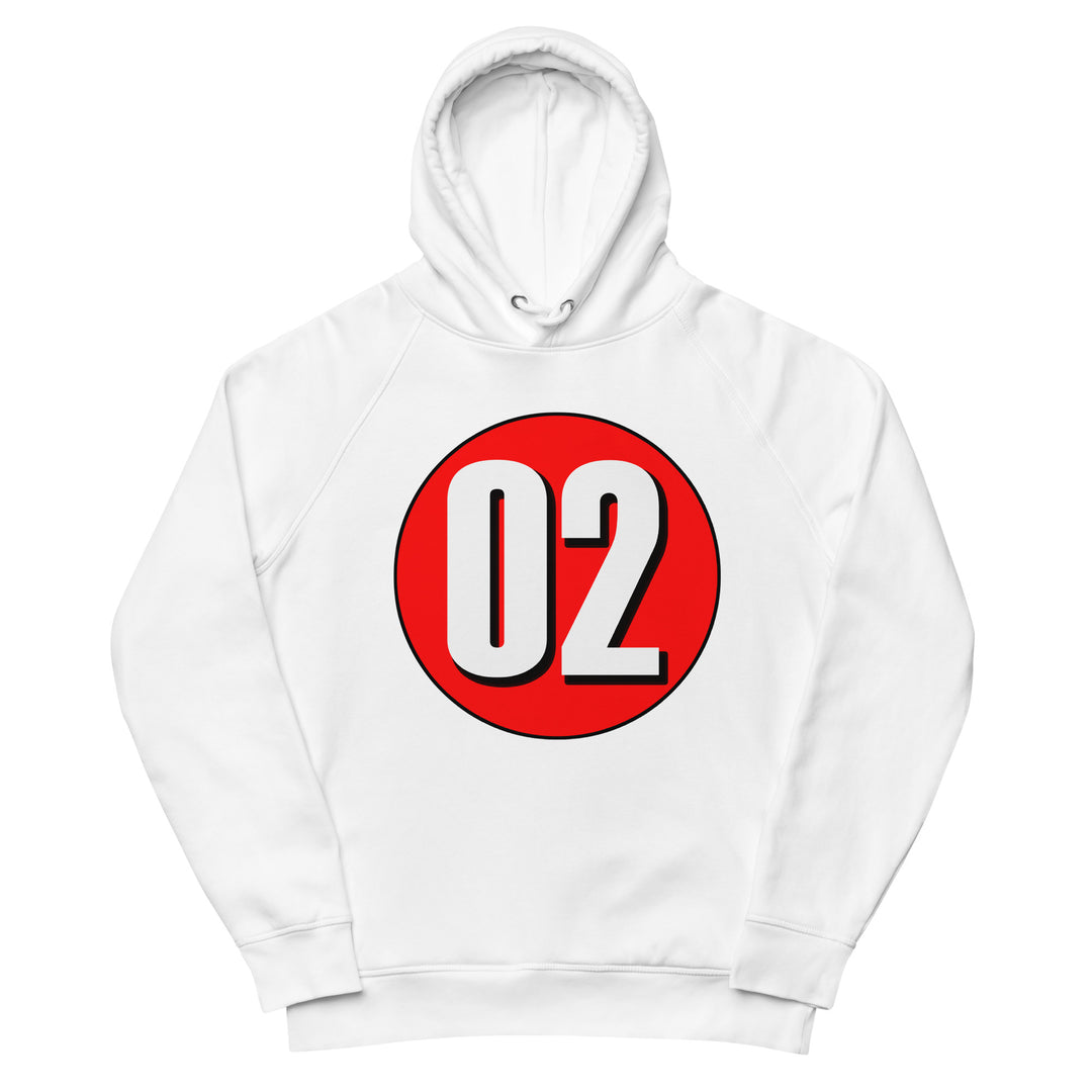 Unisex pullover hoodie: White on Red 02