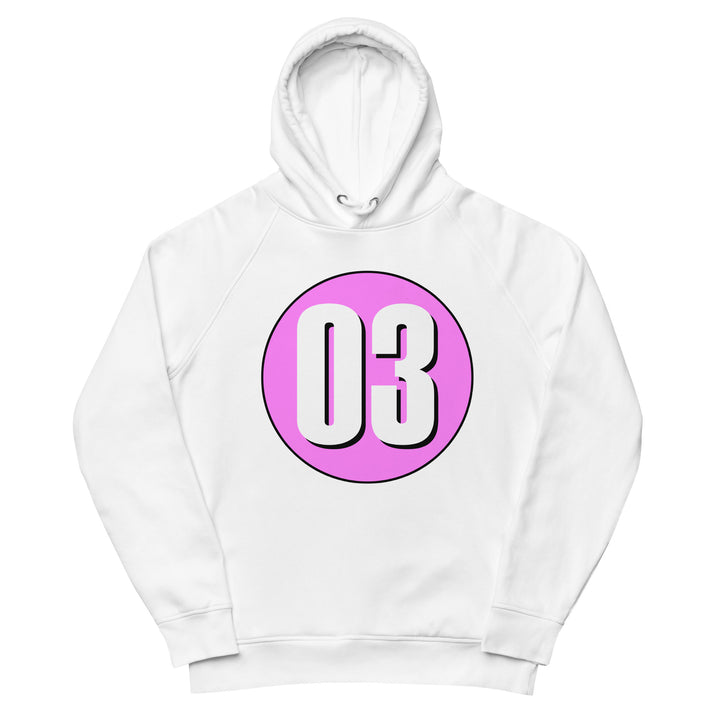 Unisex pullover hoodie: White on Pink 03