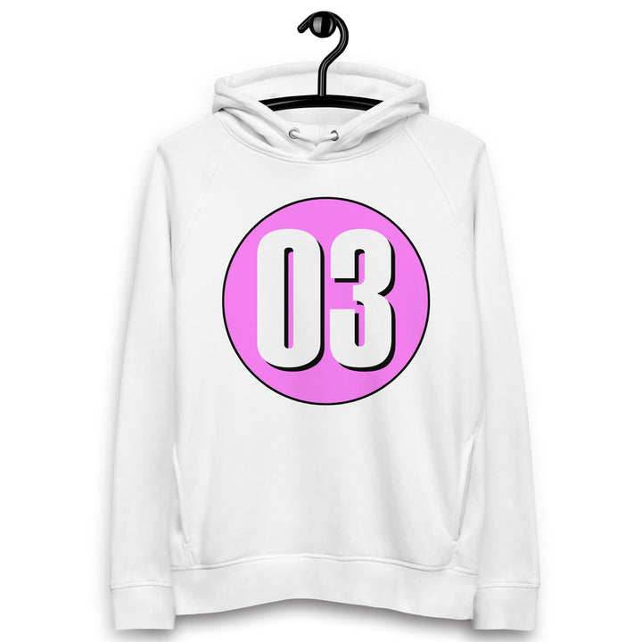 Unisex pullover hoodie: White on Pink 03