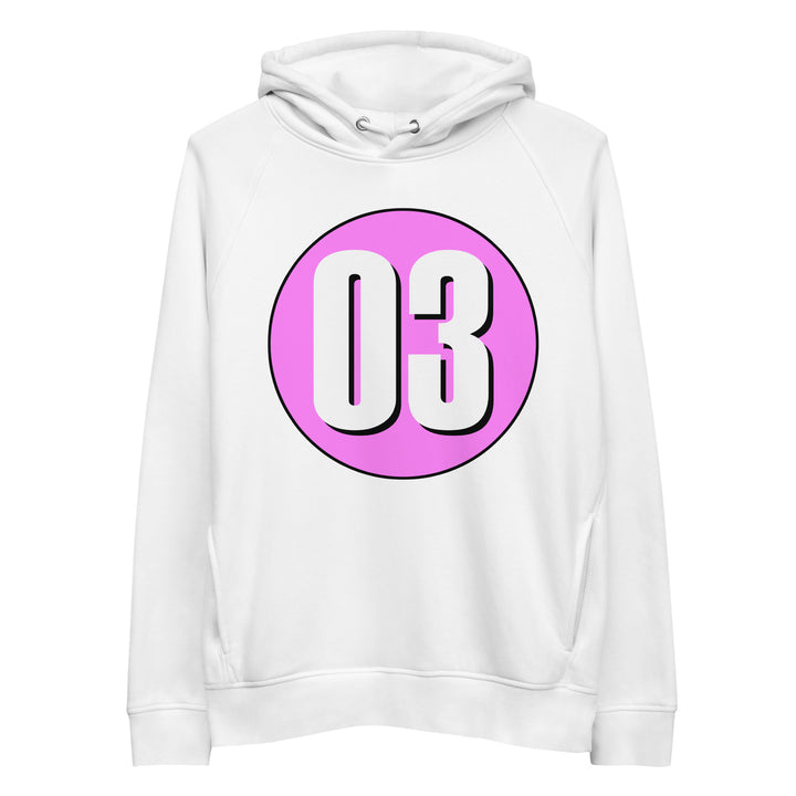 Unisex pullover hoodie: White on Pink 03