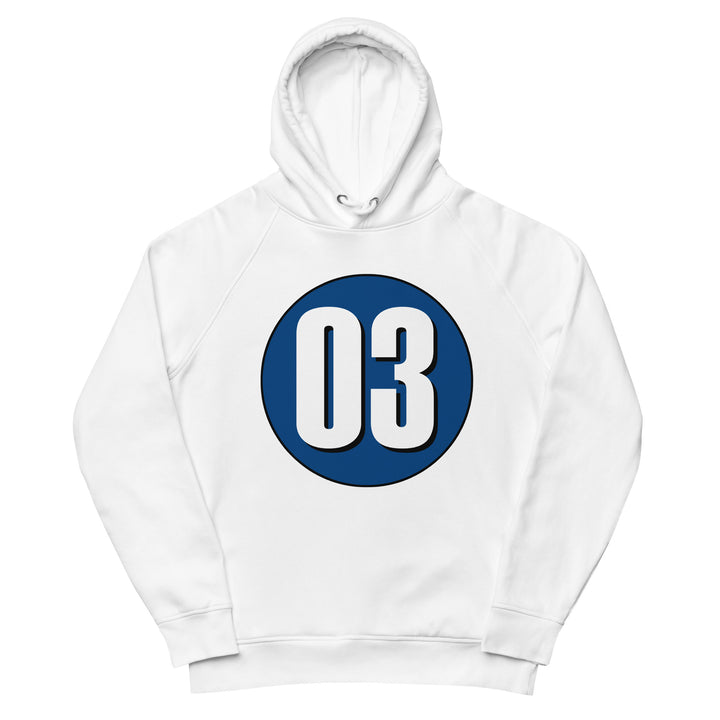 Unisex pullover hoodie: White on Navy Blue 03