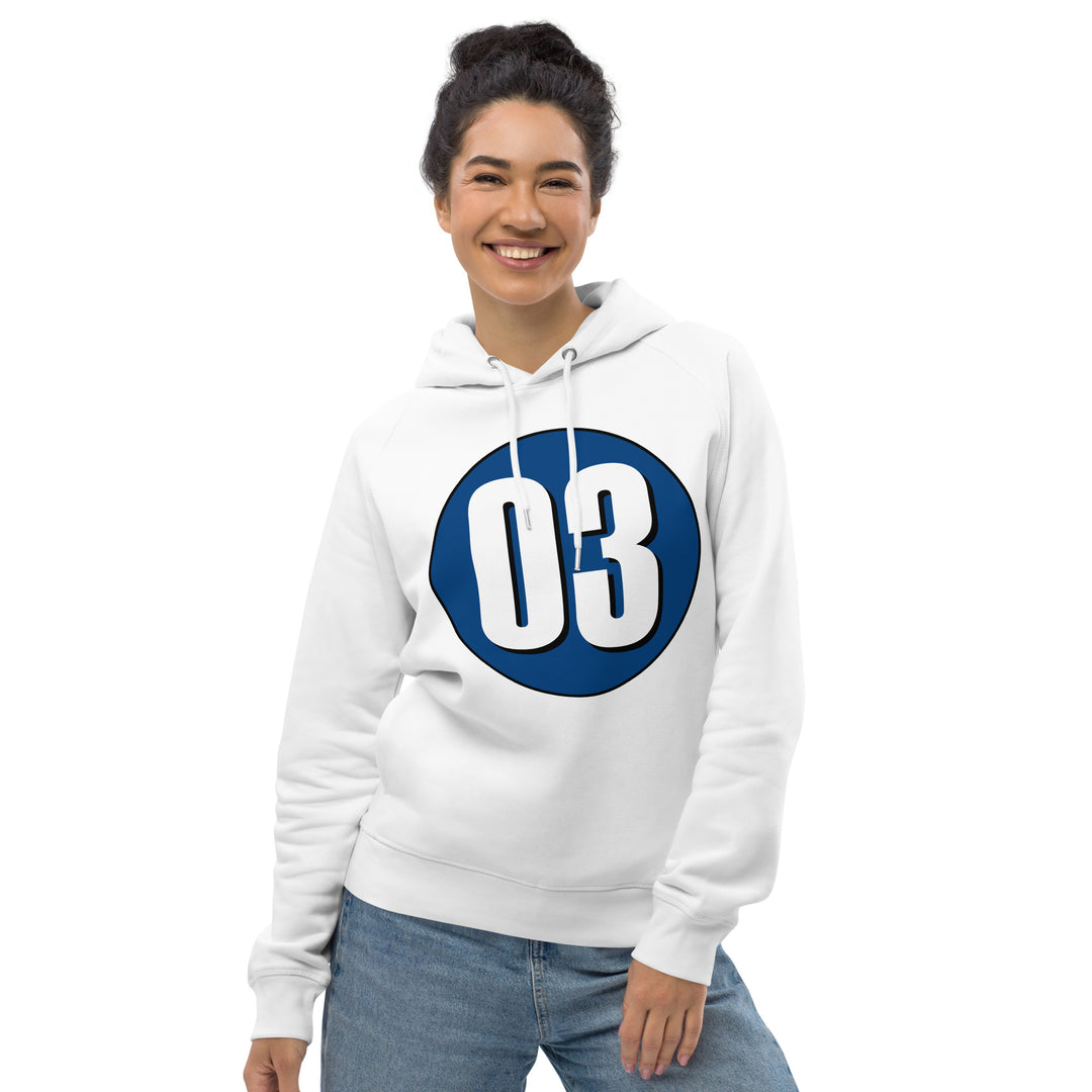 Unisex pullover hoodie: White on Navy Blue 03