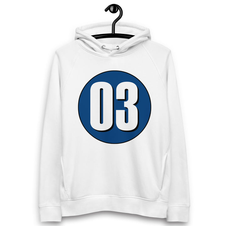 Unisex pullover hoodie: White on Navy Blue 03