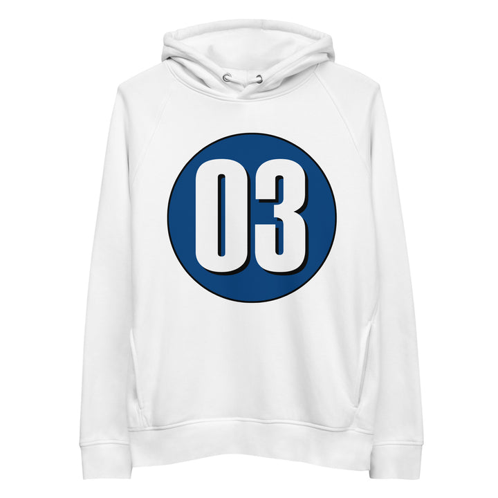 Unisex pullover hoodie: White on Navy Blue 03