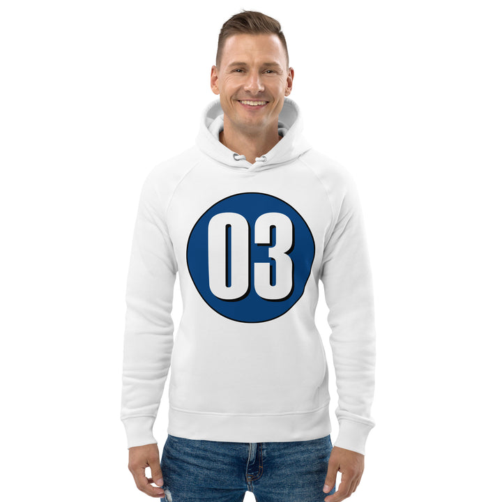 Unisex pullover hoodie: White on Navy Blue 03