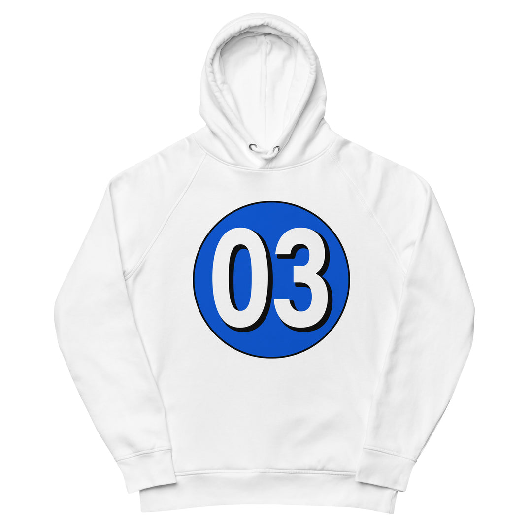 Unisex pullover hoodie: White on Periwinkle 03