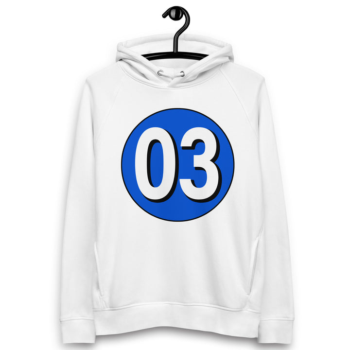 Unisex pullover hoodie: White on Periwinkle 03