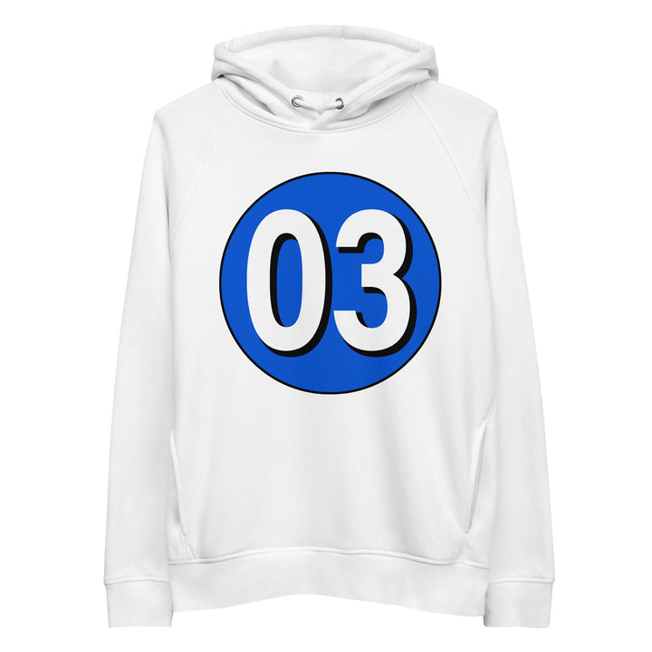 Unisex pullover hoodie: White on Periwinkle 03