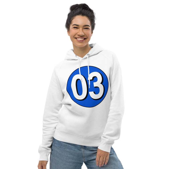 Unisex pullover hoodie: White on Periwinkle 03