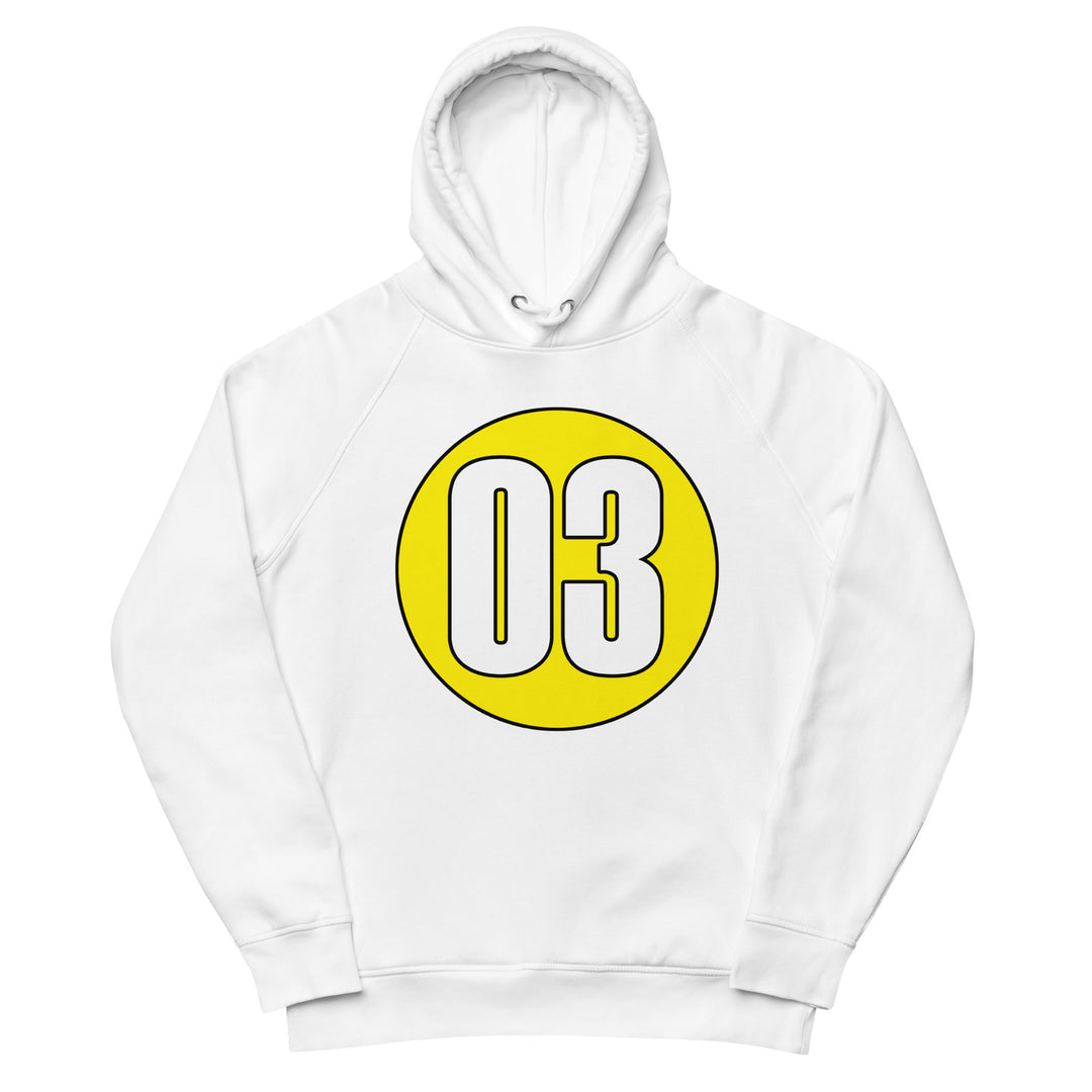 Unisex pullover hoodie: White on Yellow 03