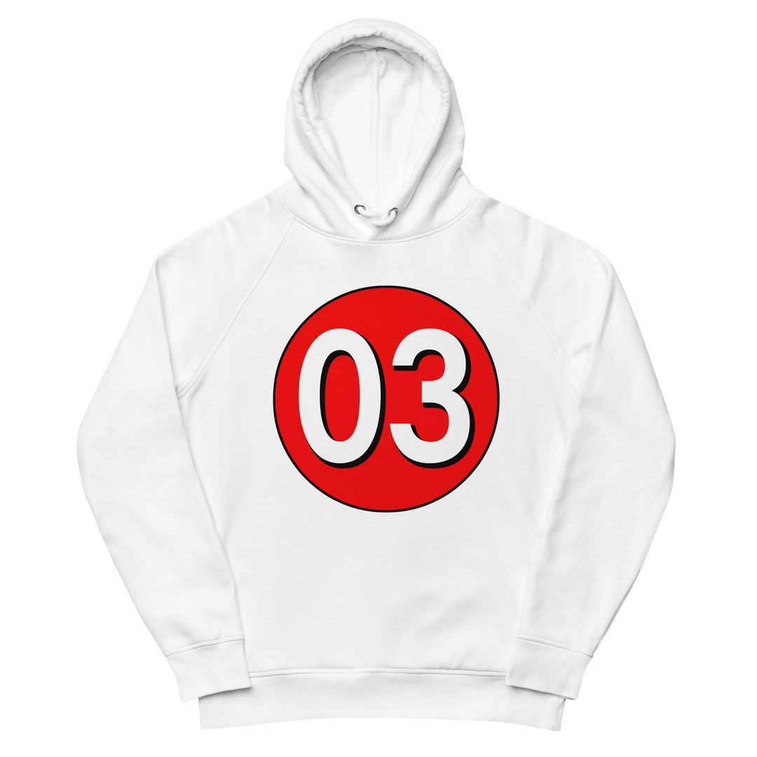 Unisex pullover hoodie: White on Red 03