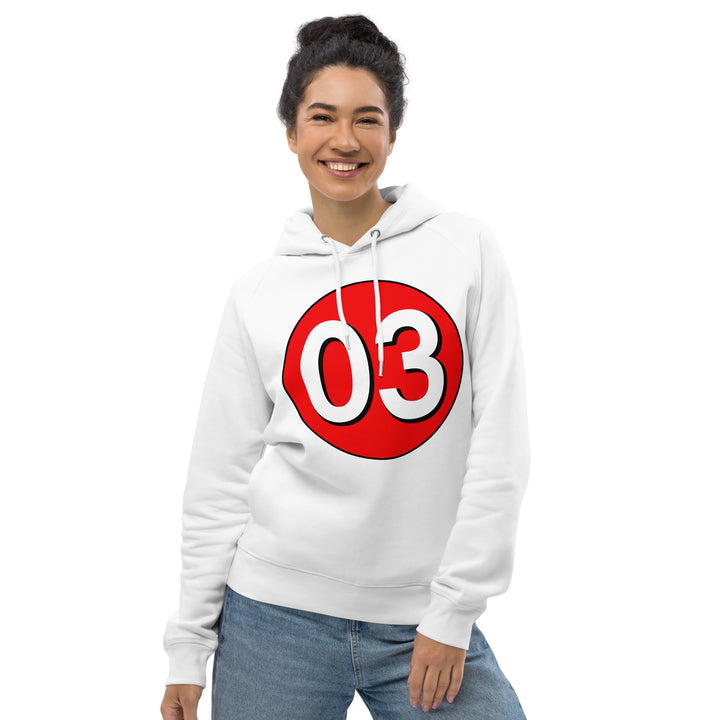 Unisex pullover hoodie: White on Red 03