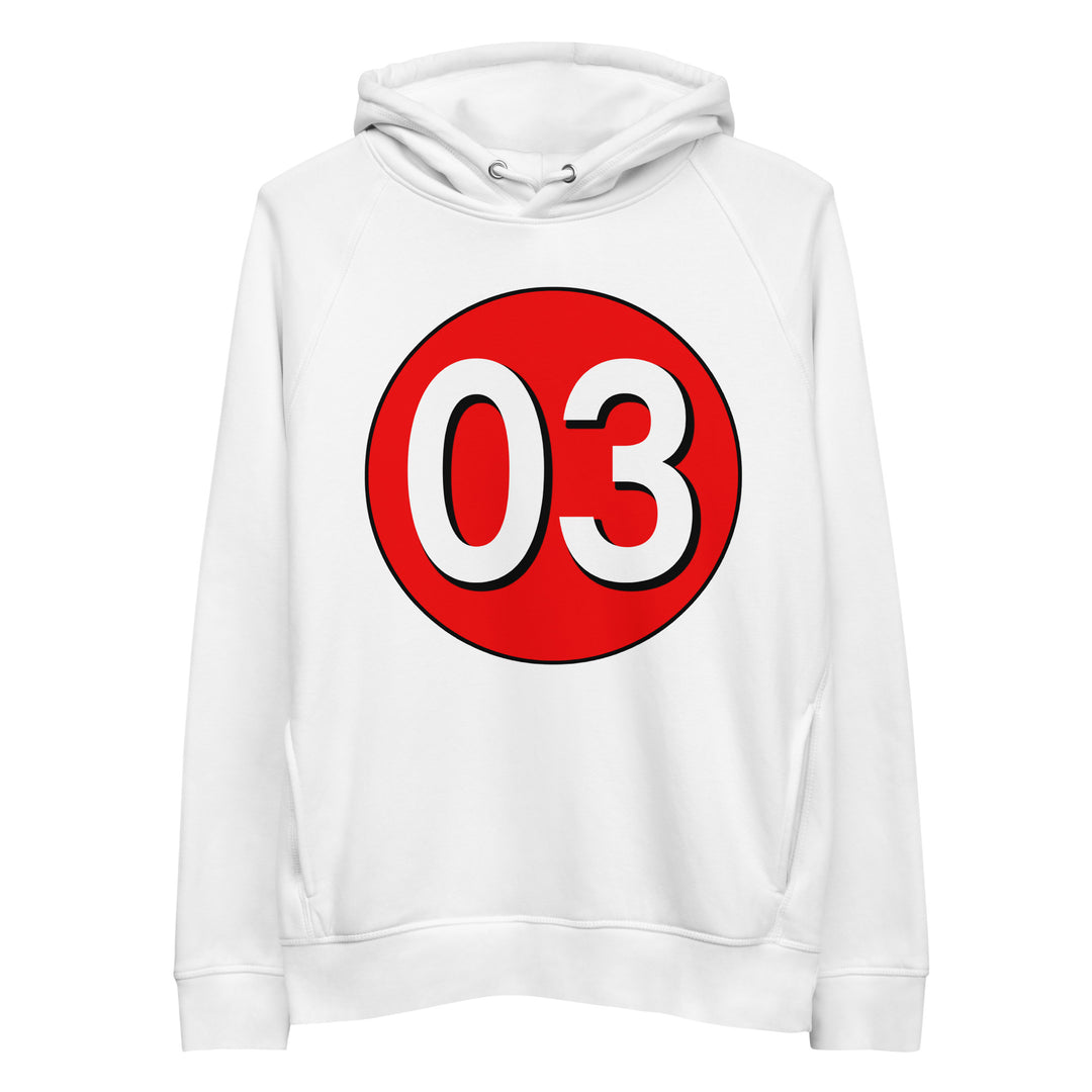 Unisex pullover hoodie: White on Red 03