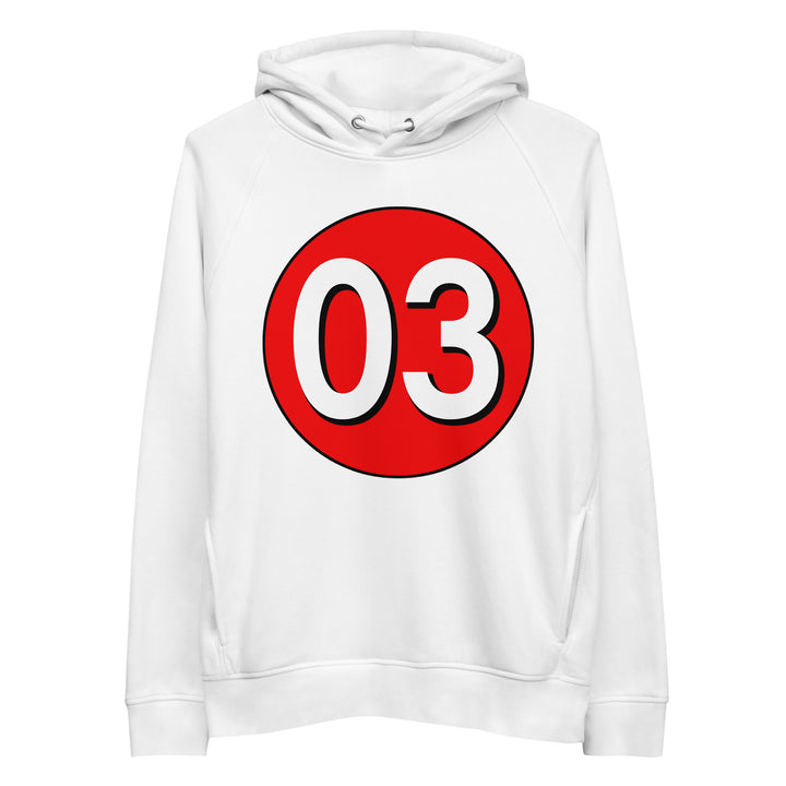 Unisex pullover hoodie: White on Red 03