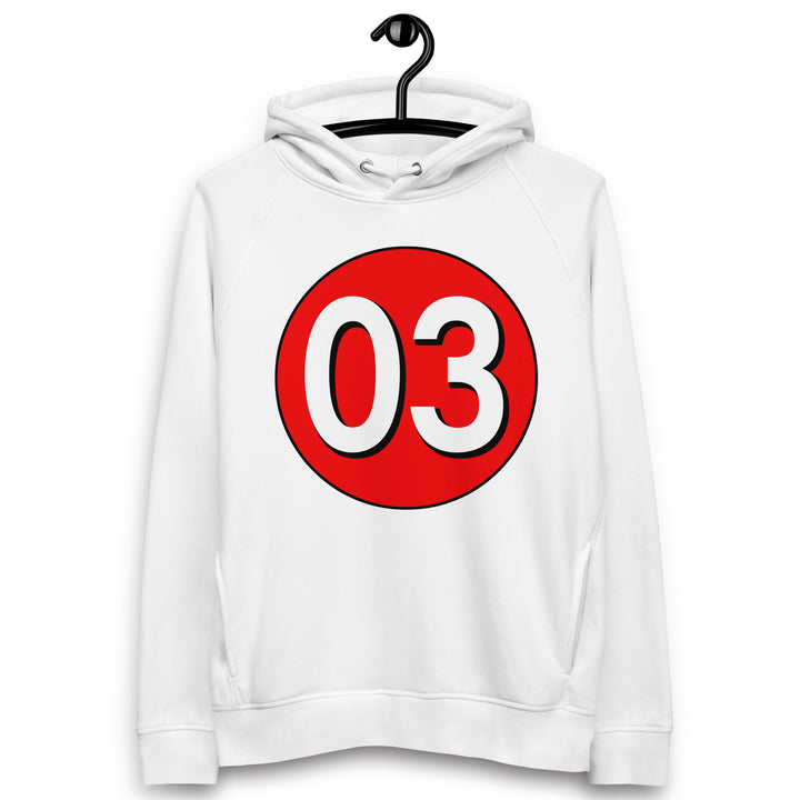 Unisex pullover hoodie: White on Red 03