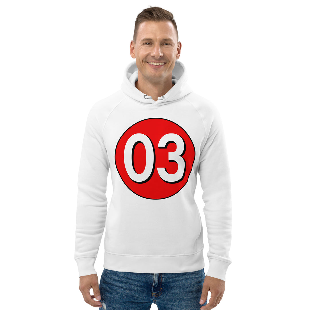 Unisex pullover hoodie: White on Red 03