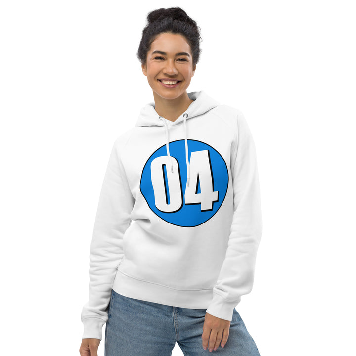 Unisex pullover hoodie: White on Blue 04