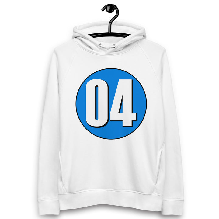 Unisex pullover hoodie: White on Blue 04