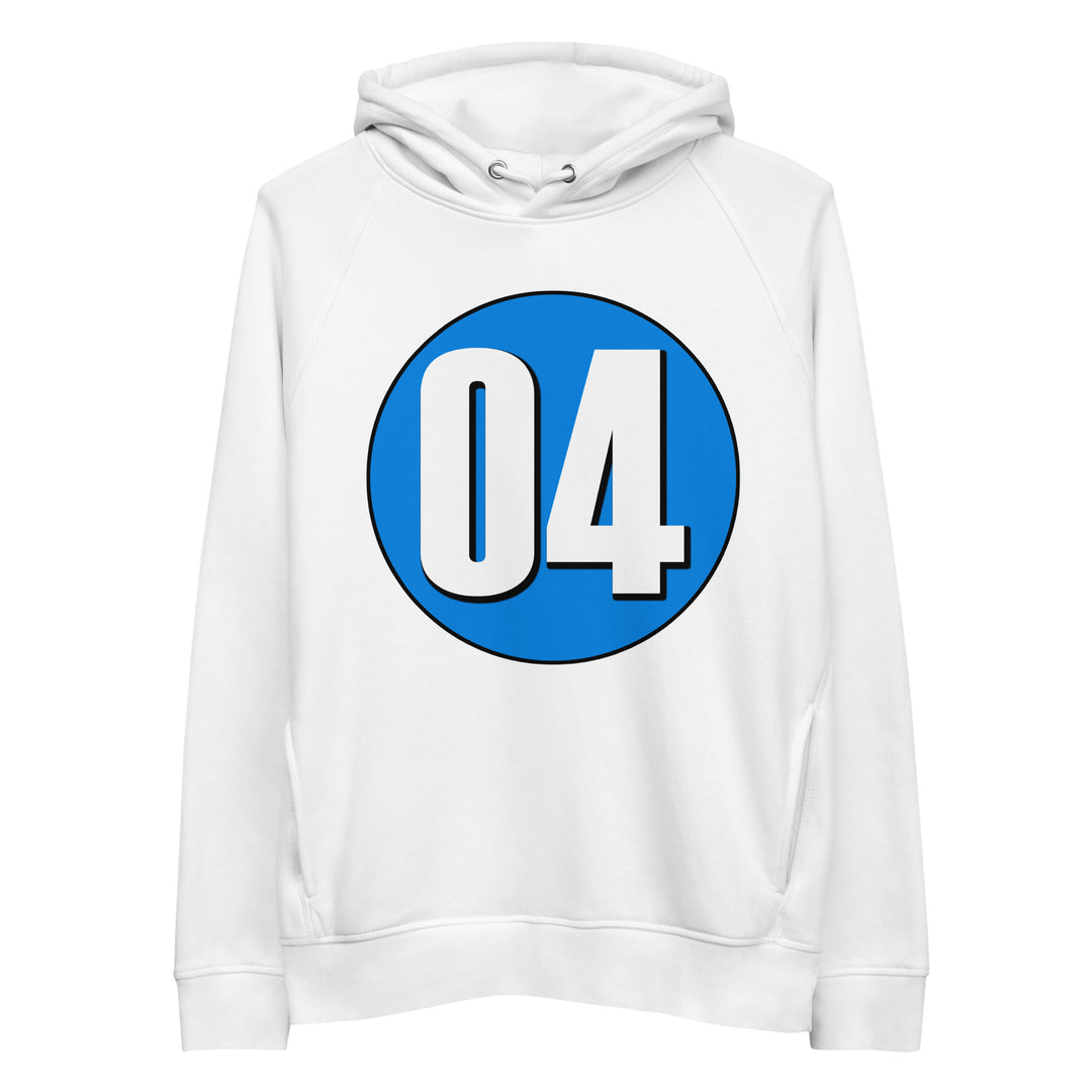 Unisex pullover hoodie: White on Blue 04