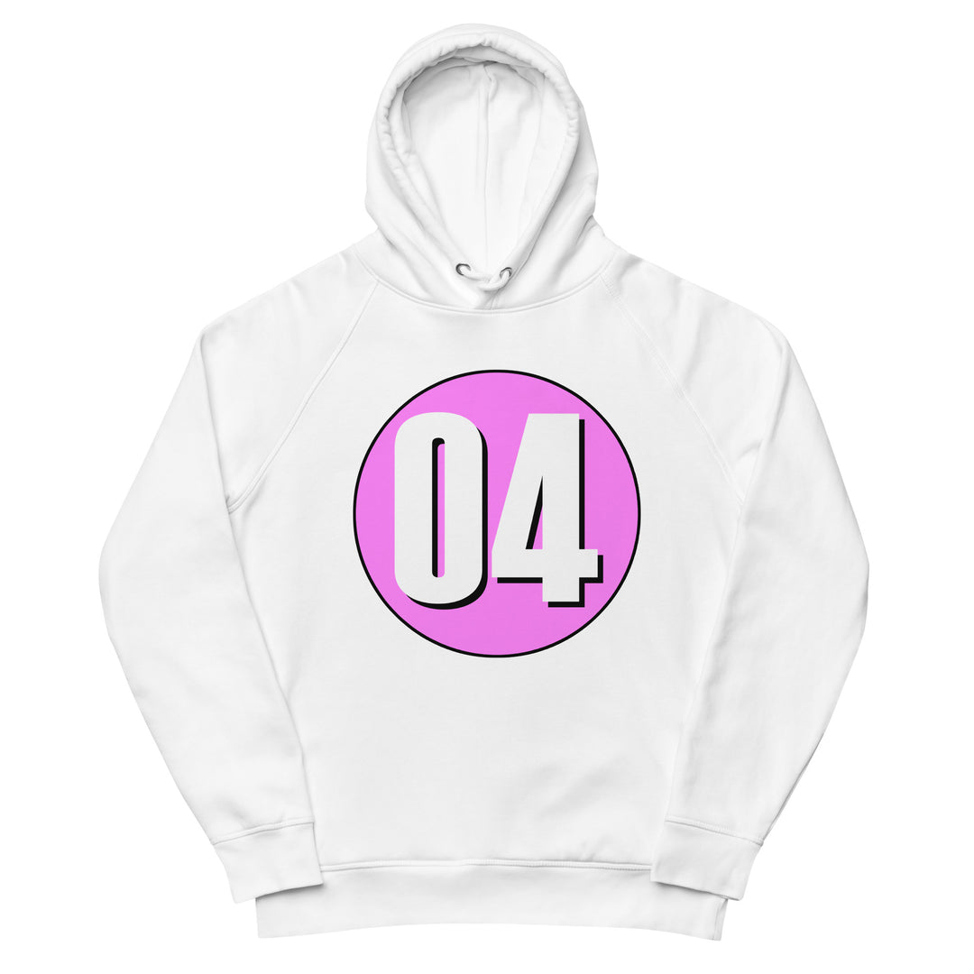 Unisex pullover hoodie: White on Pink 04