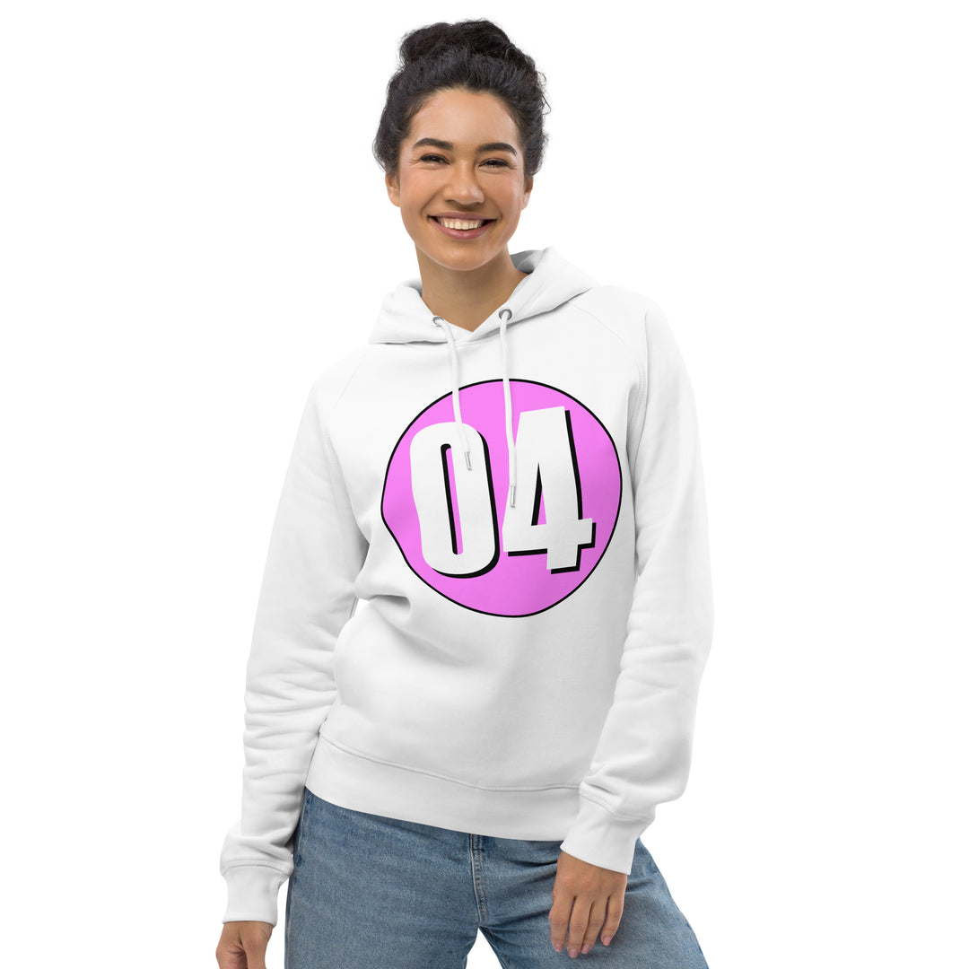 Unisex pullover hoodie: White on Pink 04