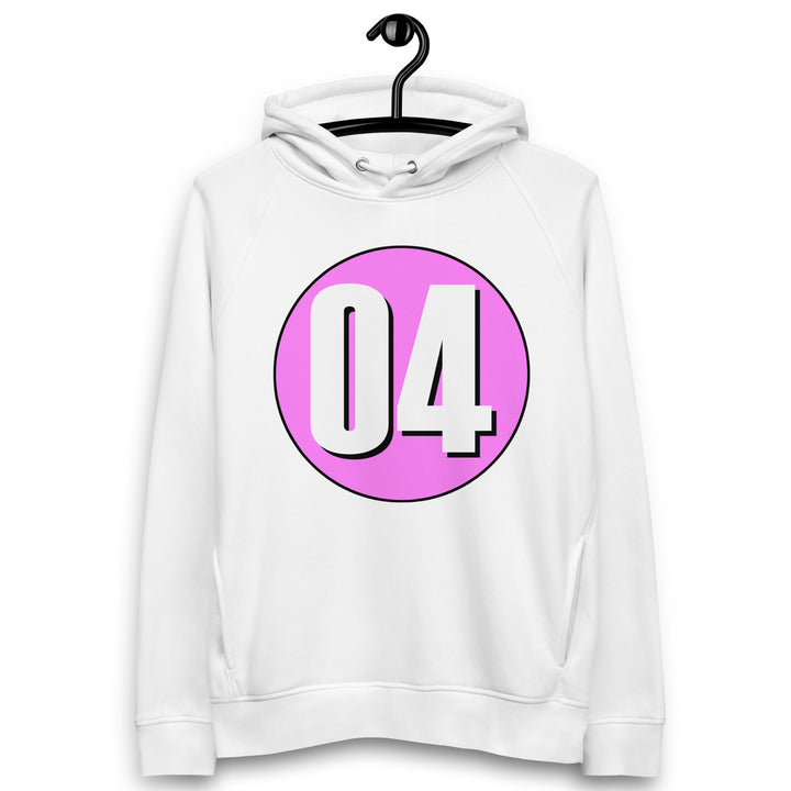 Unisex pullover hoodie: White on Pink 04