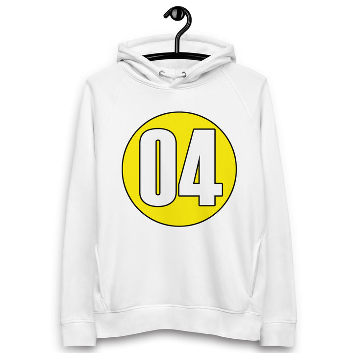 Unisex pullover hoodie: White on Yellow 04