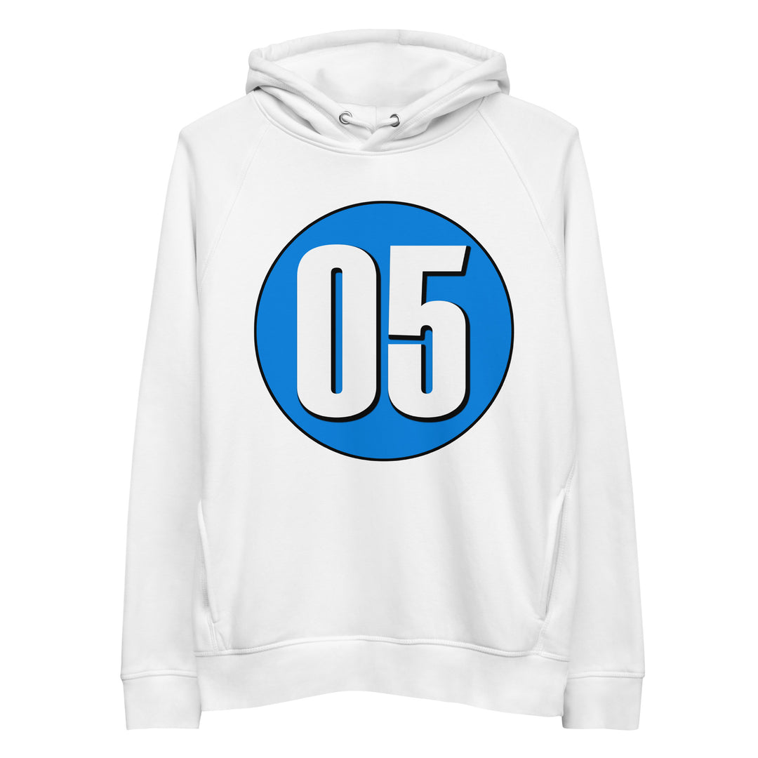 Unisex pullover hoodie: White on Blue 05