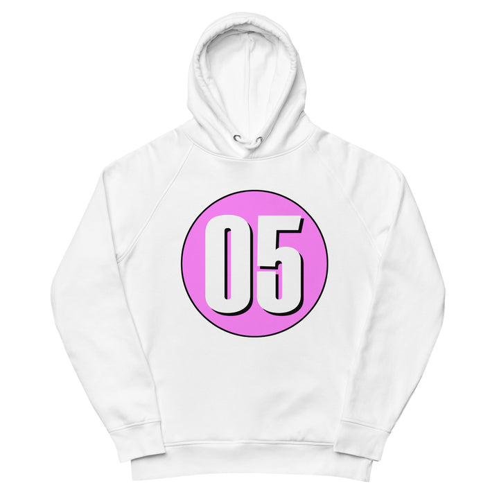 Unisex pullover hoodie: White on Pink 05