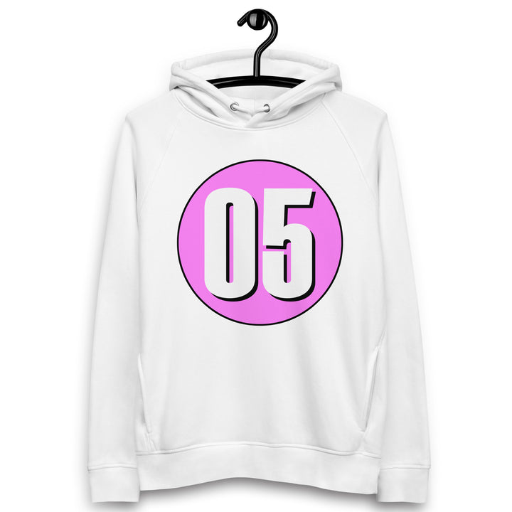 Unisex pullover hoodie: White on Pink 05