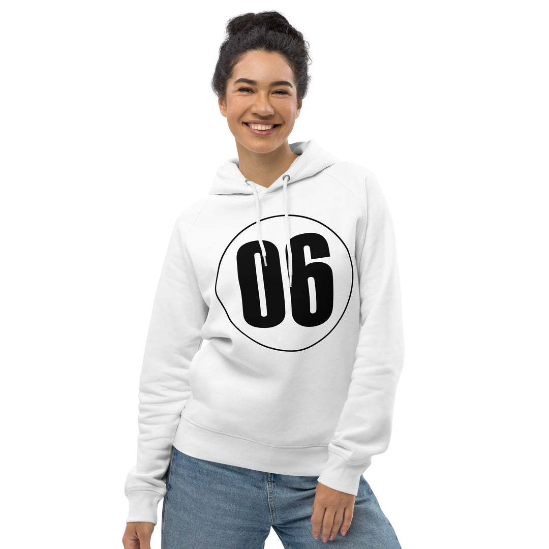 Unisex pullover hoodie: Black on White 06