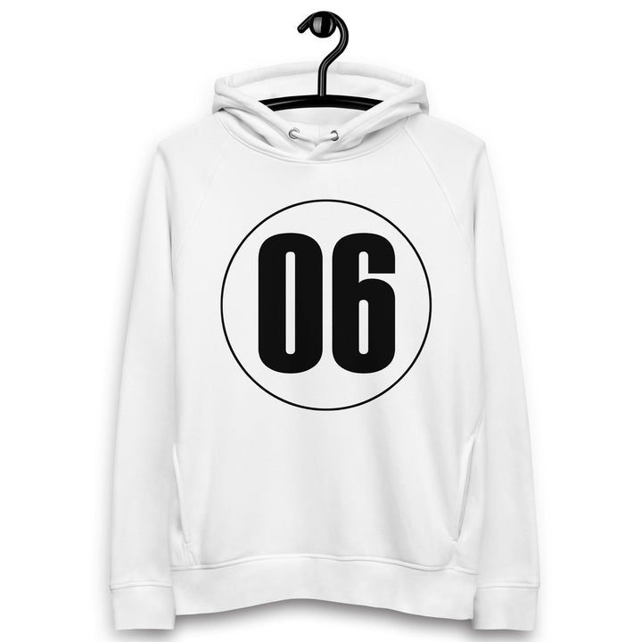 Unisex pullover hoodie: Black on White 06