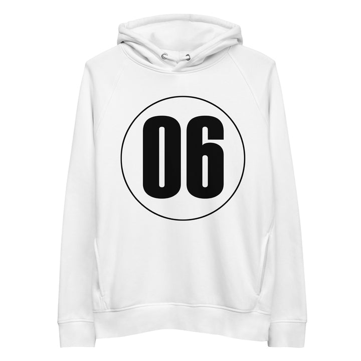 Unisex pullover hoodie: Black on White 06