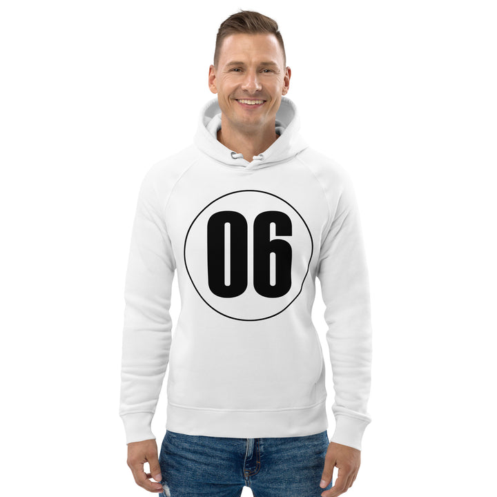 Unisex pullover hoodie: Black on White 06