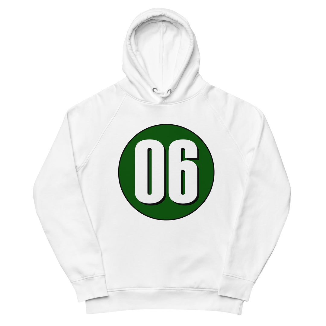 Unisex pullover hoodie: White on Hunter Green 06