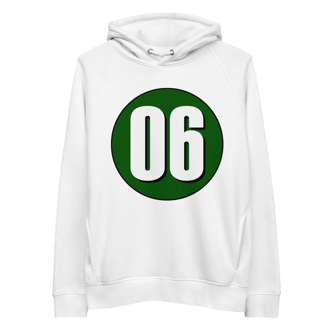 Unisex pullover hoodie: White on Hunter Green 06