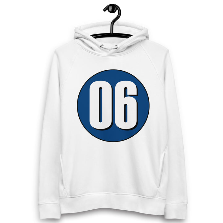 Unisex pullover hoodie: White on Navy Blue 06