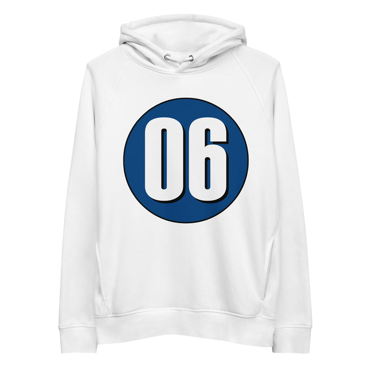 Unisex pullover hoodie: White on Navy Blue 06