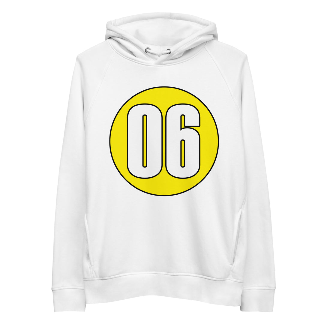 Unisex pullover hoodie: White on Yellow 06