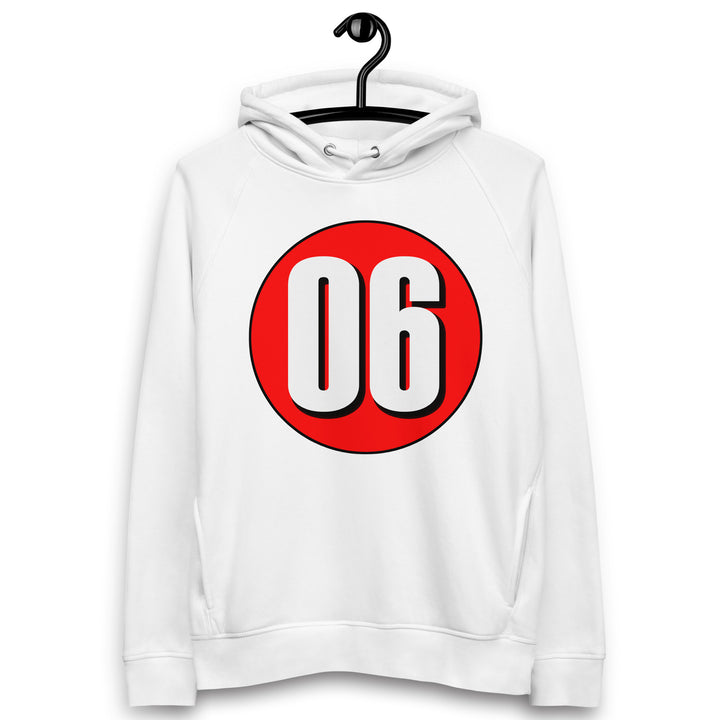 Unisex pullover hoodie: White on Red 06