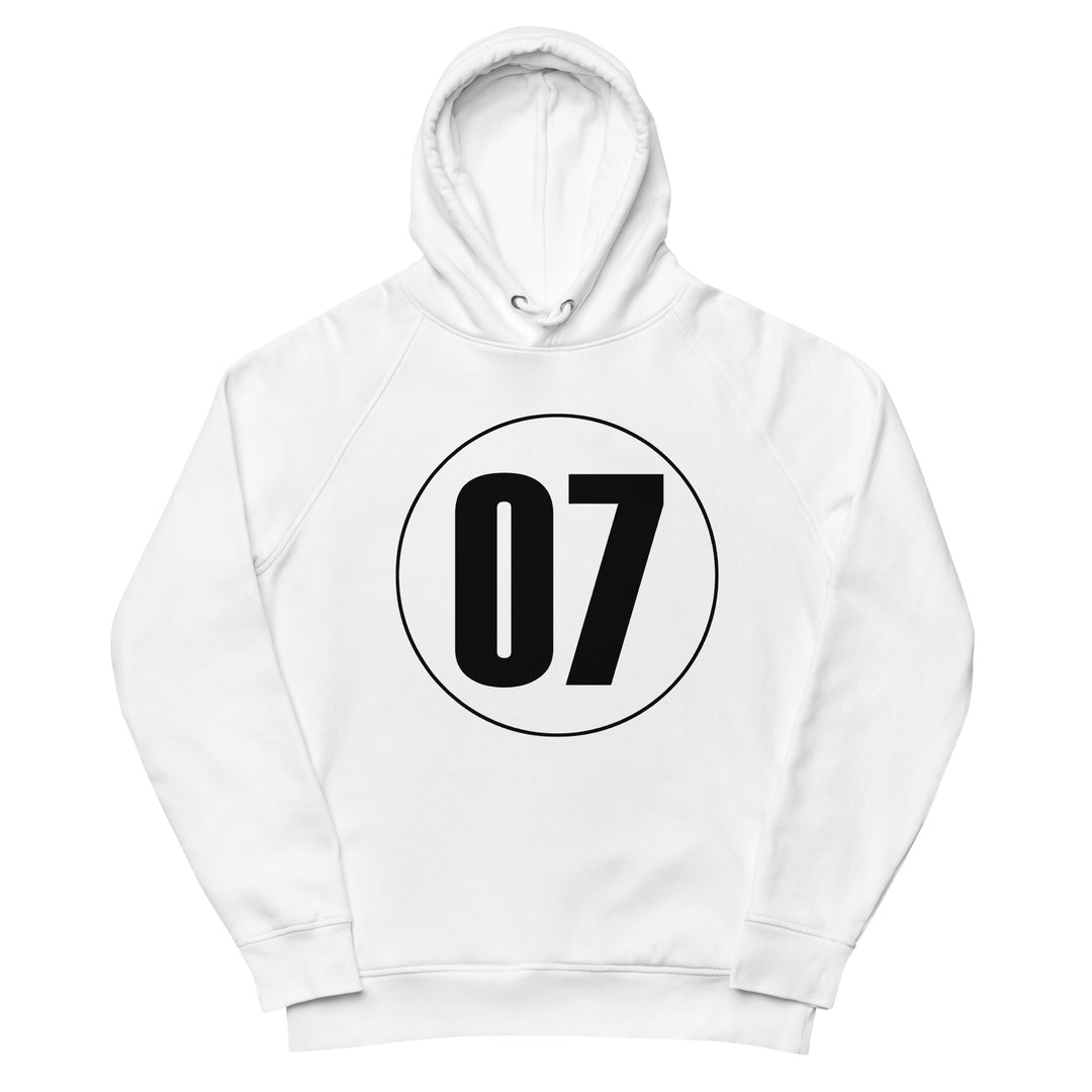 Unisex pullover hoodie: Black on White 07