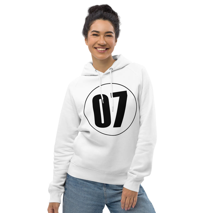 Unisex pullover hoodie: Black on White 07