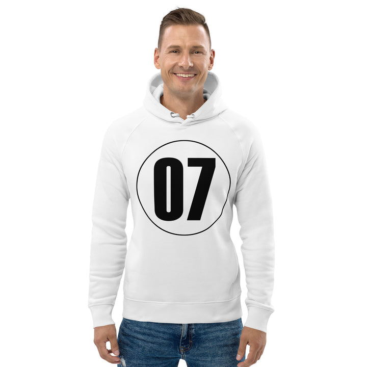 Unisex pullover hoodie: Black on White 07