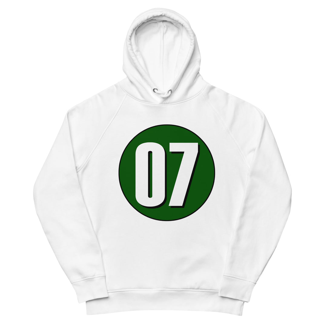 Unisex pullover hoodie: White on Hunter Green 07