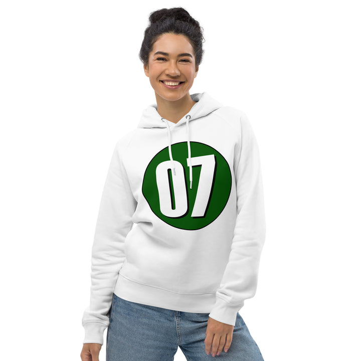 Unisex pullover hoodie: White on Hunter Green 07